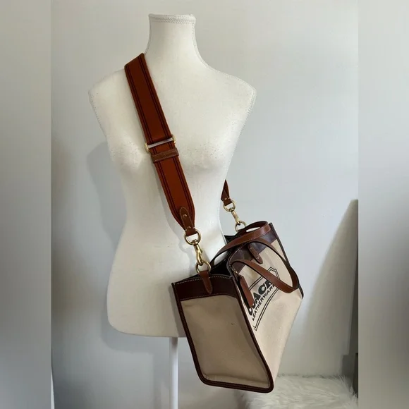 Coach Canvas Tote with Brown Leather Trim - Picture 10 of 16